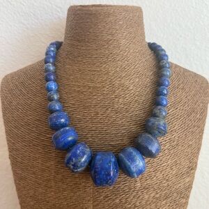 Jay King Graduated Lapis Bead and Sterling Silver Necklace